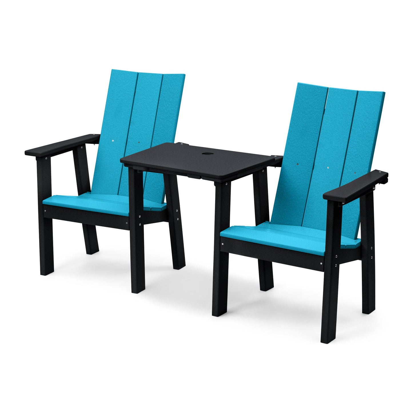 Perfect Choice Recycled Plastic Stanton Upright Adirondack Tete-A-Tete Chair Set - LEAD TIME TO SHIP 4 WEEKS OR LESS