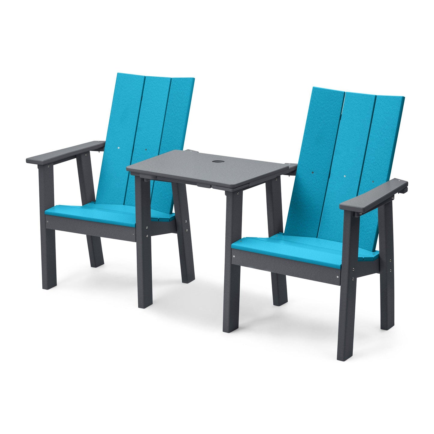 Perfect Choice Recycled Plastic Stanton Upright Adirondack Tete-A-Tete Chair Set - LEAD TIME TO SHIP 4 WEEKS OR LESS