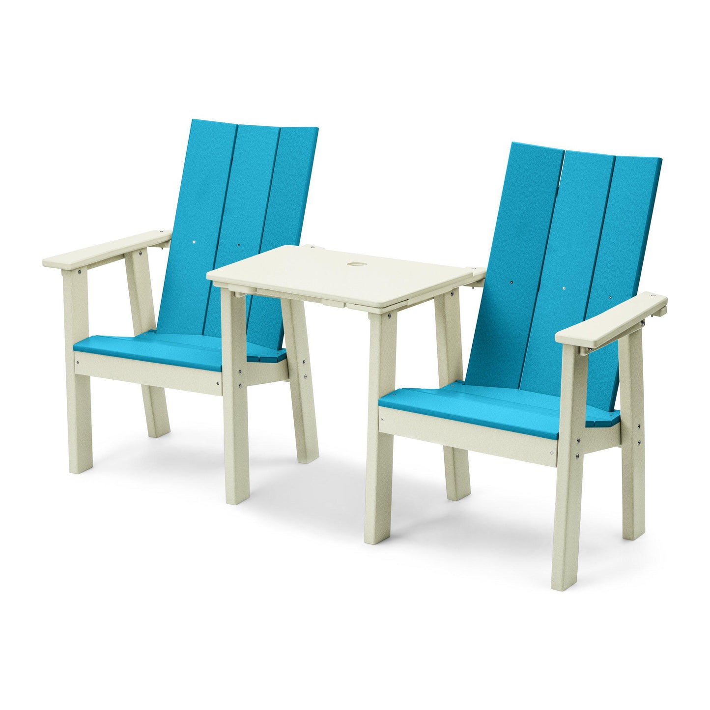 Perfect Choice Recycled Plastic Stanton Upright Adirondack Tete-A-Tete Chair Set - LEAD TIME TO SHIP 4 WEEKS OR LESS