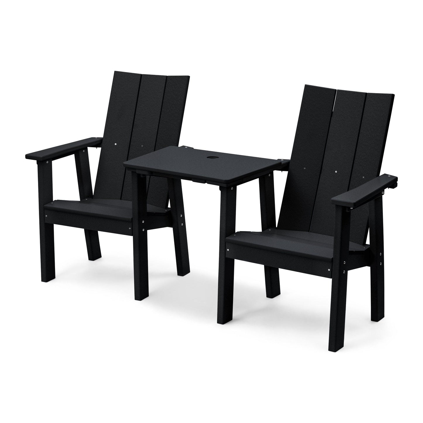 Perfect Choice Recycled Plastic Stanton Upright Adirondack Tete-A-Tete Chair Set - LEAD TIME TO SHIP 4 WEEKS OR LESS