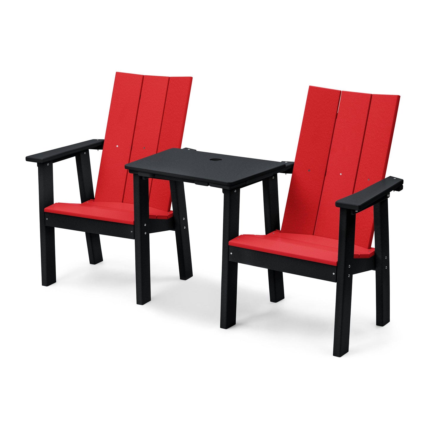 Perfect Choice Recycled Plastic Stanton Upright Adirondack Tete-A-Tete Chair Set - LEAD TIME TO SHIP 4 WEEKS OR LESS