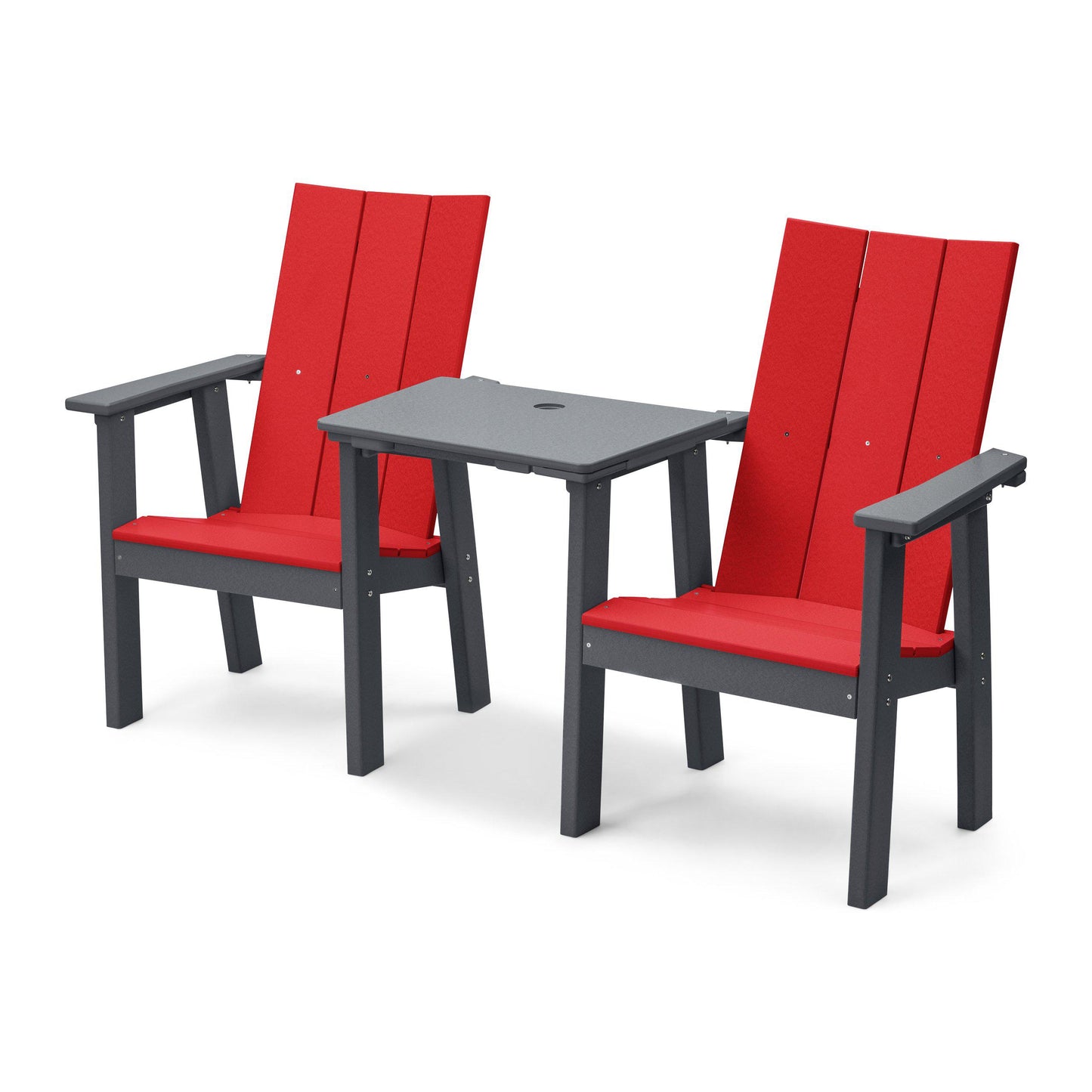 Perfect Choice Recycled Plastic Stanton Upright Adirondack Tete-A-Tete Chair Set - LEAD TIME TO SHIP 4 WEEKS OR LESS