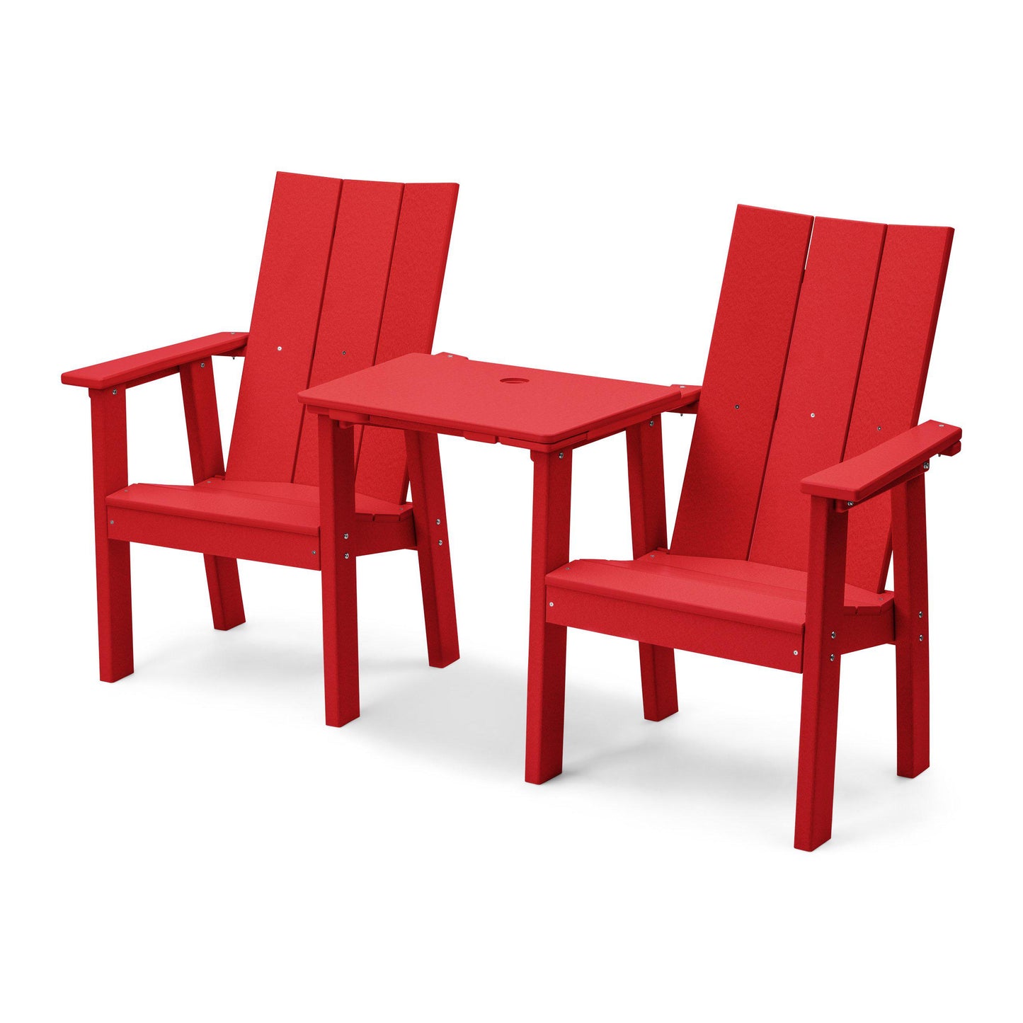 Perfect Choice Recycled Plastic Stanton Upright Adirondack Tete-A-Tete Chair Set - LEAD TIME TO SHIP 4 WEEKS OR LESS