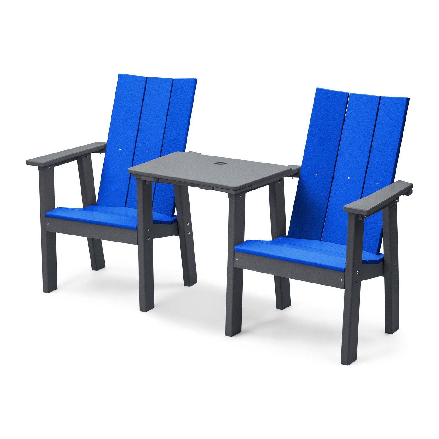 Perfect Choice Recycled Plastic Stanton Upright Adirondack Tete-A-Tete Chair Set - LEAD TIME TO SHIP 4 WEEKS OR LESS