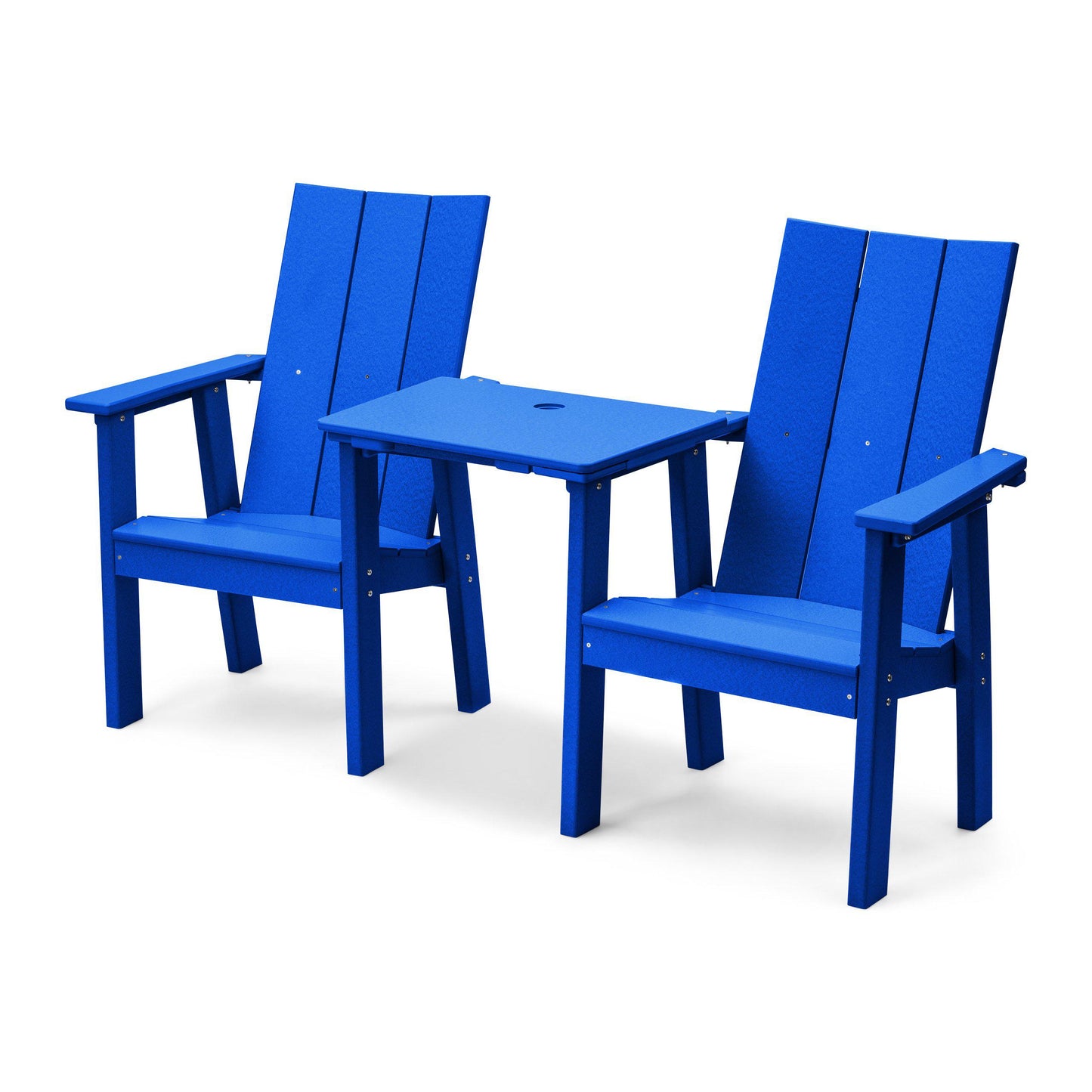 Perfect Choice Recycled Plastic Stanton Upright Adirondack Tete-A-Tete Chair Set - LEAD TIME TO SHIP 4 WEEKS OR LESS