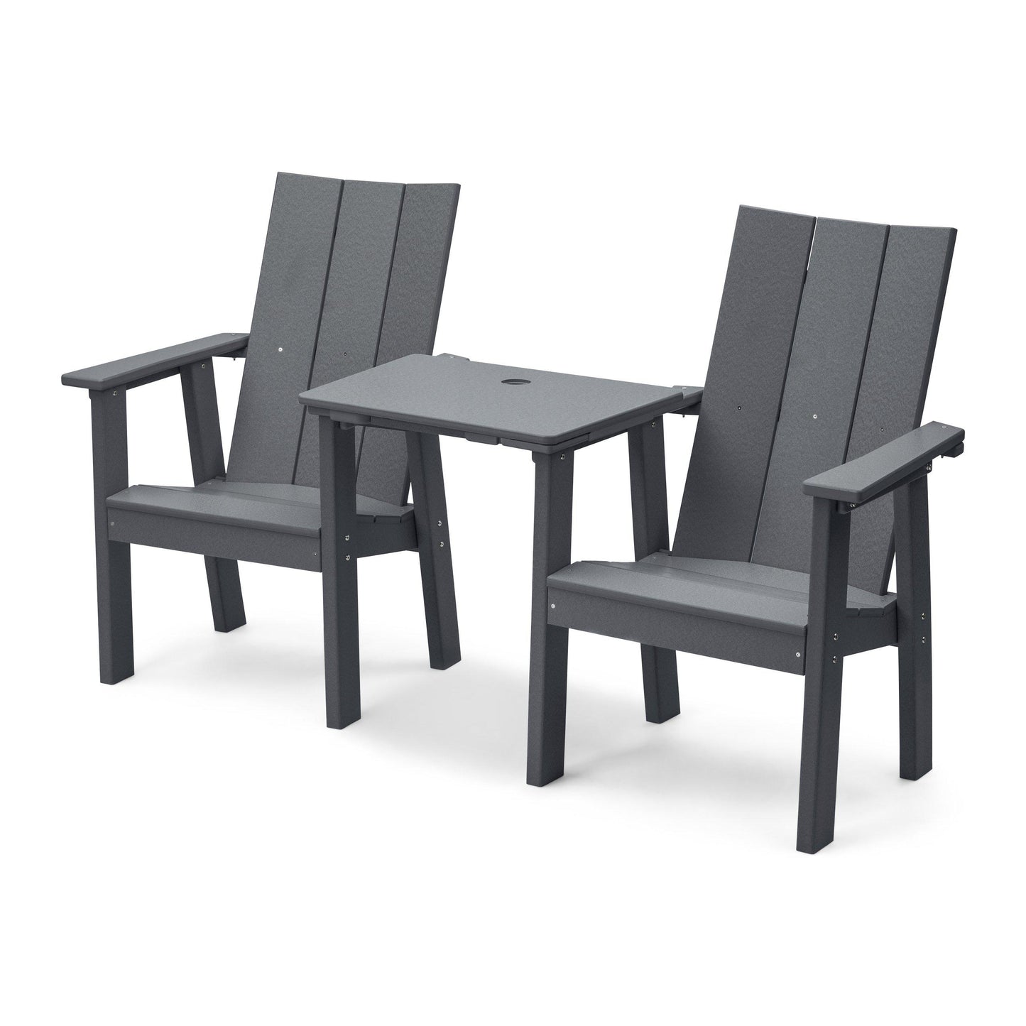 Perfect Choice Recycled Plastic Stanton Upright Adirondack Tete-A-Tete Chair Set - LEAD TIME TO SHIP 4 WEEKS OR LESS