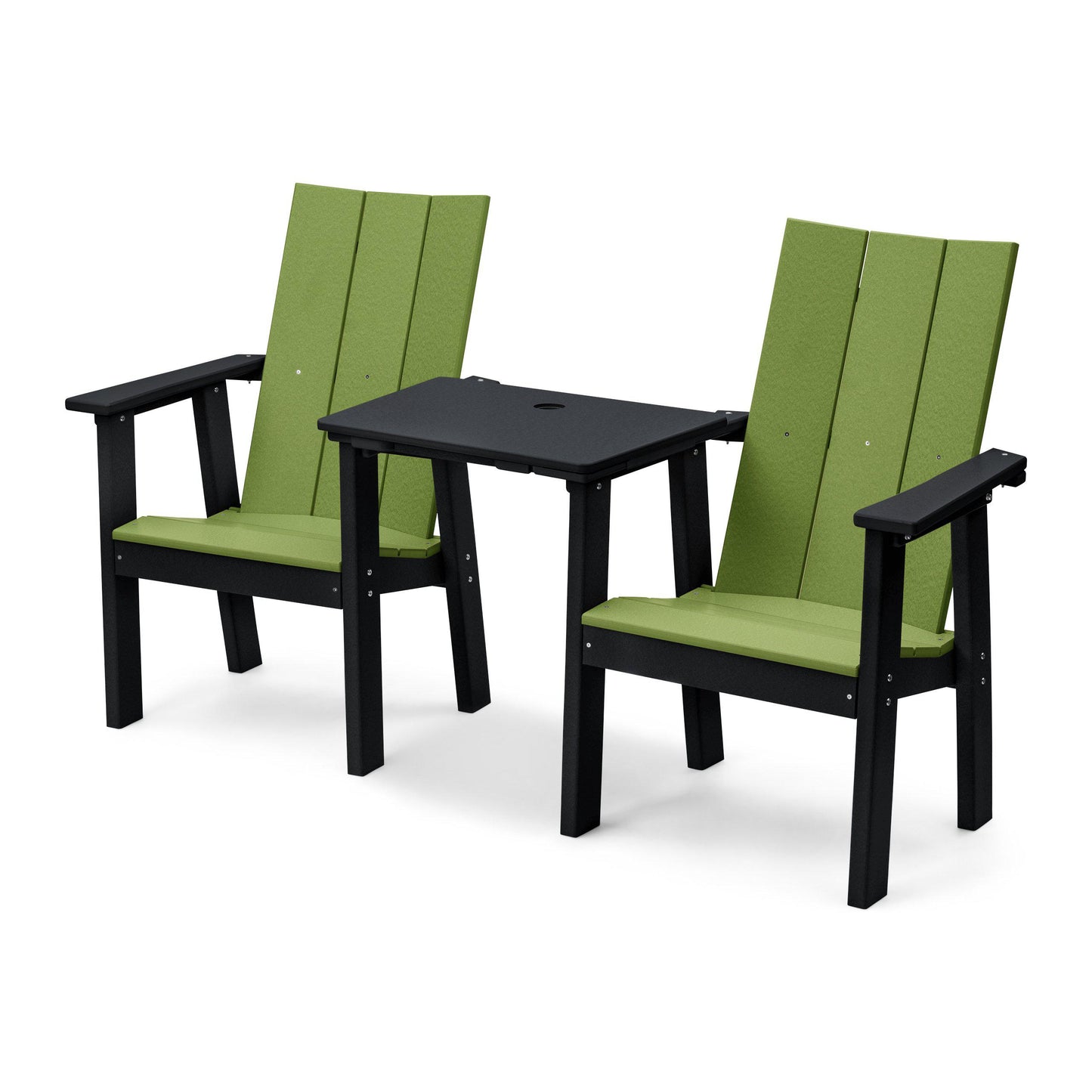Perfect Choice Recycled Plastic Stanton Upright Adirondack Tete-A-Tete Chair Set - LEAD TIME TO SHIP 4 WEEKS OR LESS