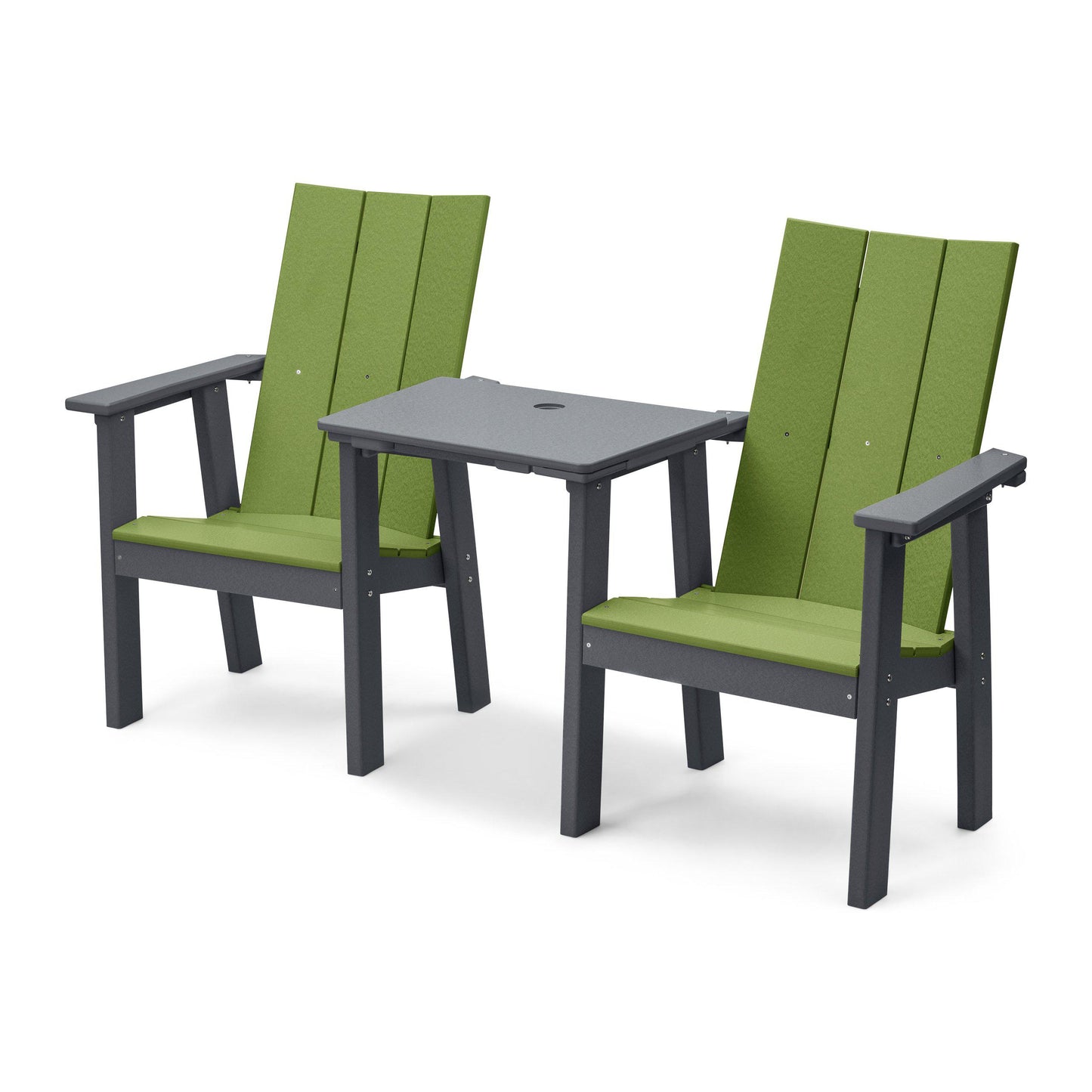 Perfect Choice Recycled Plastic Stanton Upright Adirondack Tete-A-Tete Chair Set - LEAD TIME TO SHIP 4 WEEKS OR LESS
