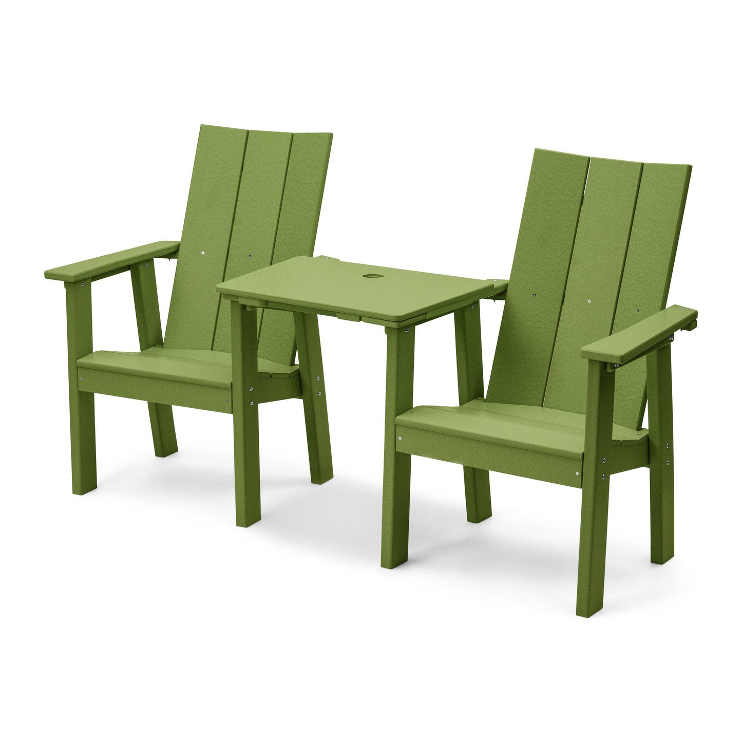 Perfect Choice Recycled Plastic Stanton Upright Adirondack Tete-A-Tete Chair Set - LEAD TIME TO SHIP 4 WEEKS OR LESS