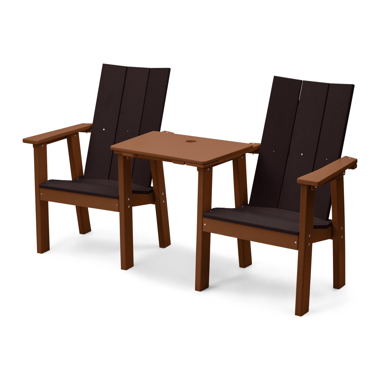 Perfect Choice Recycled Plastic Stanton Upright Adirondack Tete-A-Tete Chair Set - LEAD TIME TO SHIP 4 WEEKS OR LESS