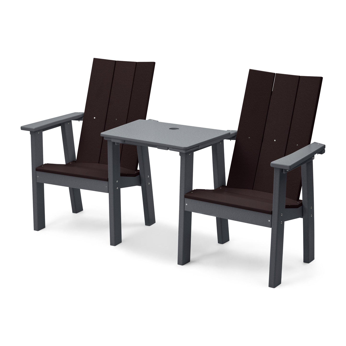 Perfect Choice Recycled Plastic Stanton Upright Adirondack Tete-A-Tete Chair Set - LEAD TIME TO SHIP 4 WEEKS OR LESS