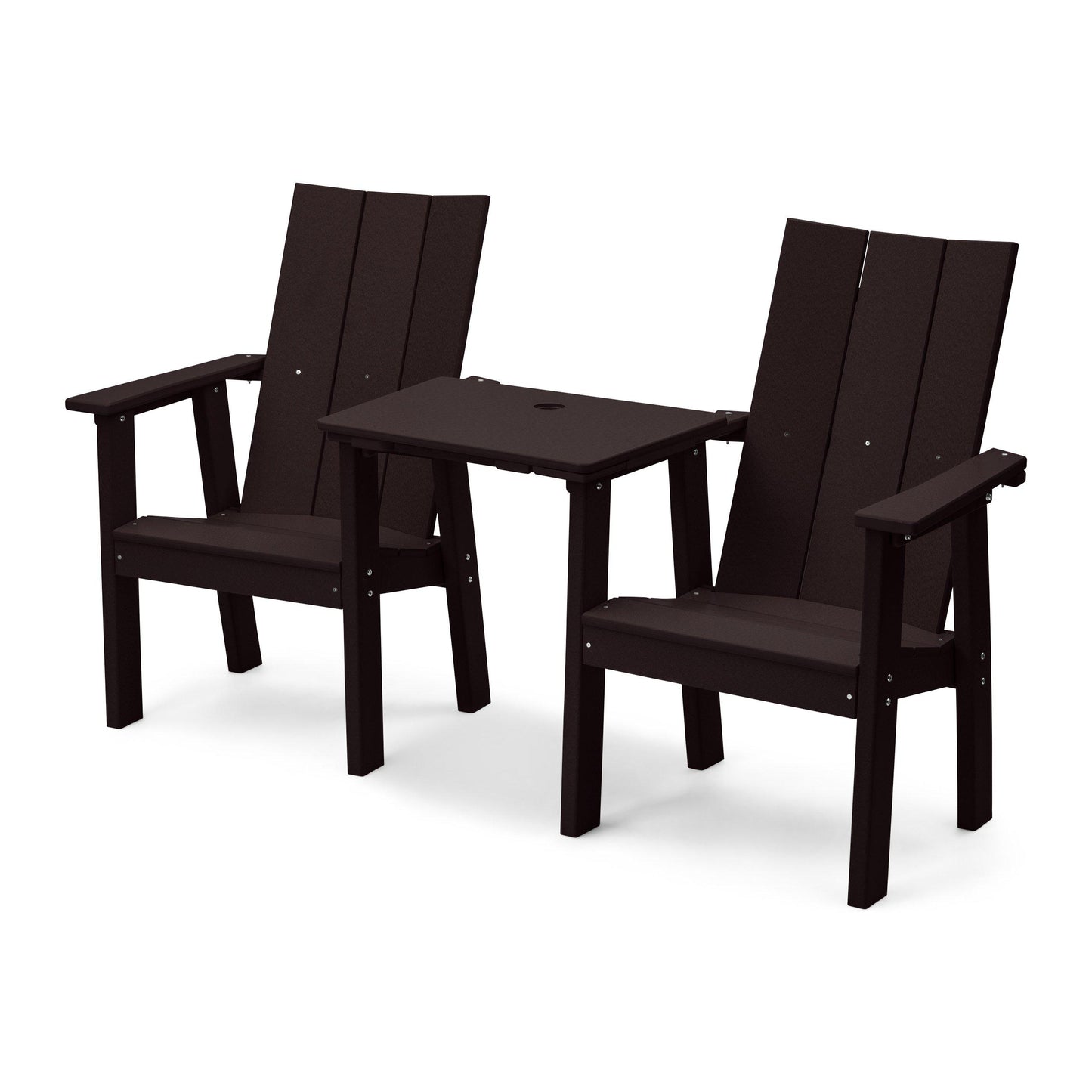 Perfect Choice Recycled Plastic Stanton Upright Adirondack Tete-A-Tete Chair Set - LEAD TIME TO SHIP 4 WEEKS OR LESS