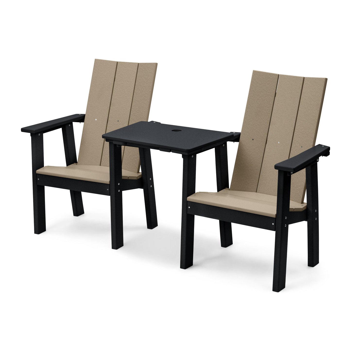 Perfect Choice Recycled Plastic Stanton Upright Adirondack Tete-A-Tete Chair Set - LEAD TIME TO SHIP 4 WEEKS OR LESS