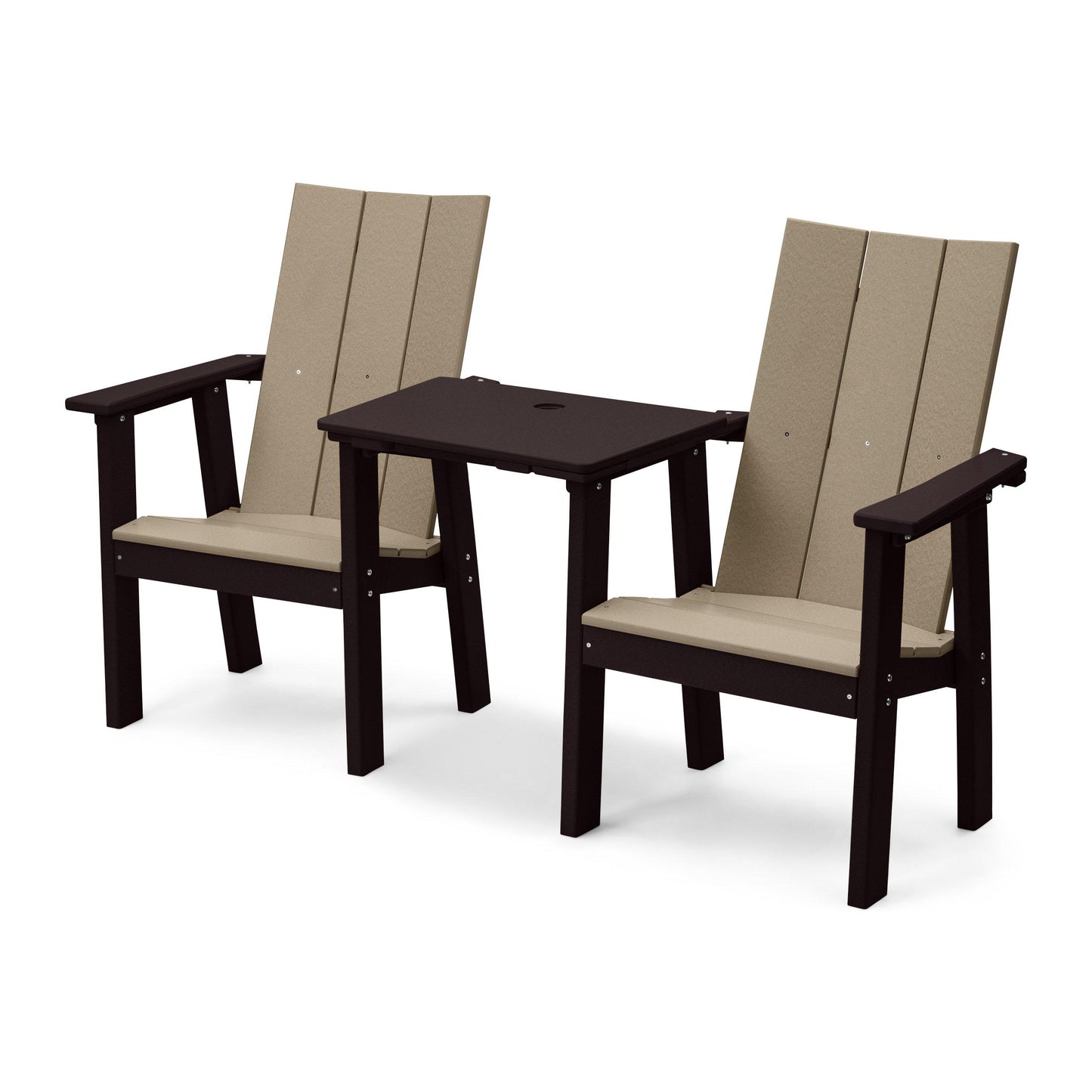 Perfect Choice Recycled Plastic Stanton Upright Adirondack Tete-A-Tete Chair Set - LEAD TIME TO SHIP 4 WEEKS OR LESS