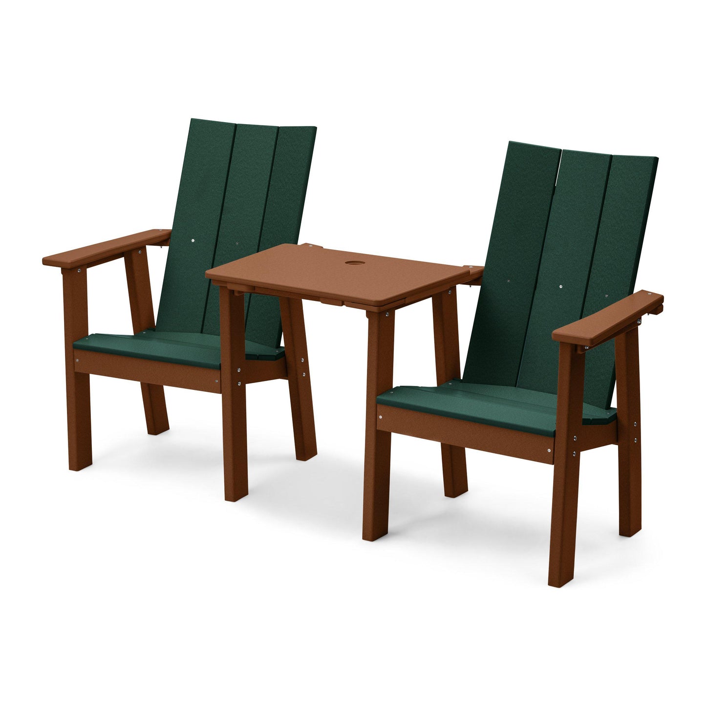 Perfect Choice Recycled Plastic Stanton Upright Adirondack Tete-A-Tete Chair Set - LEAD TIME TO SHIP 4 WEEKS OR LESS