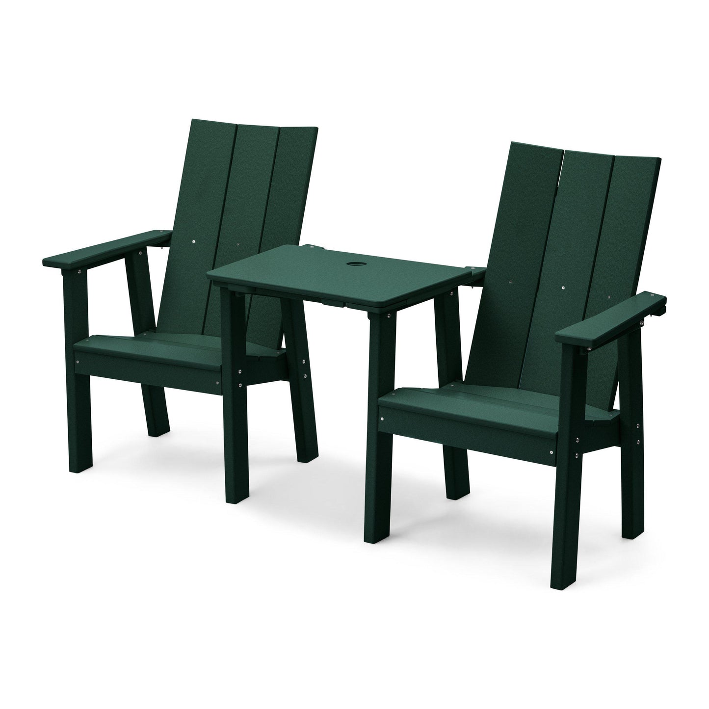 Perfect Choice Recycled Plastic Stanton Upright Adirondack Tete-A-Tete Chair Set - LEAD TIME TO SHIP 4 WEEKS OR LESS
