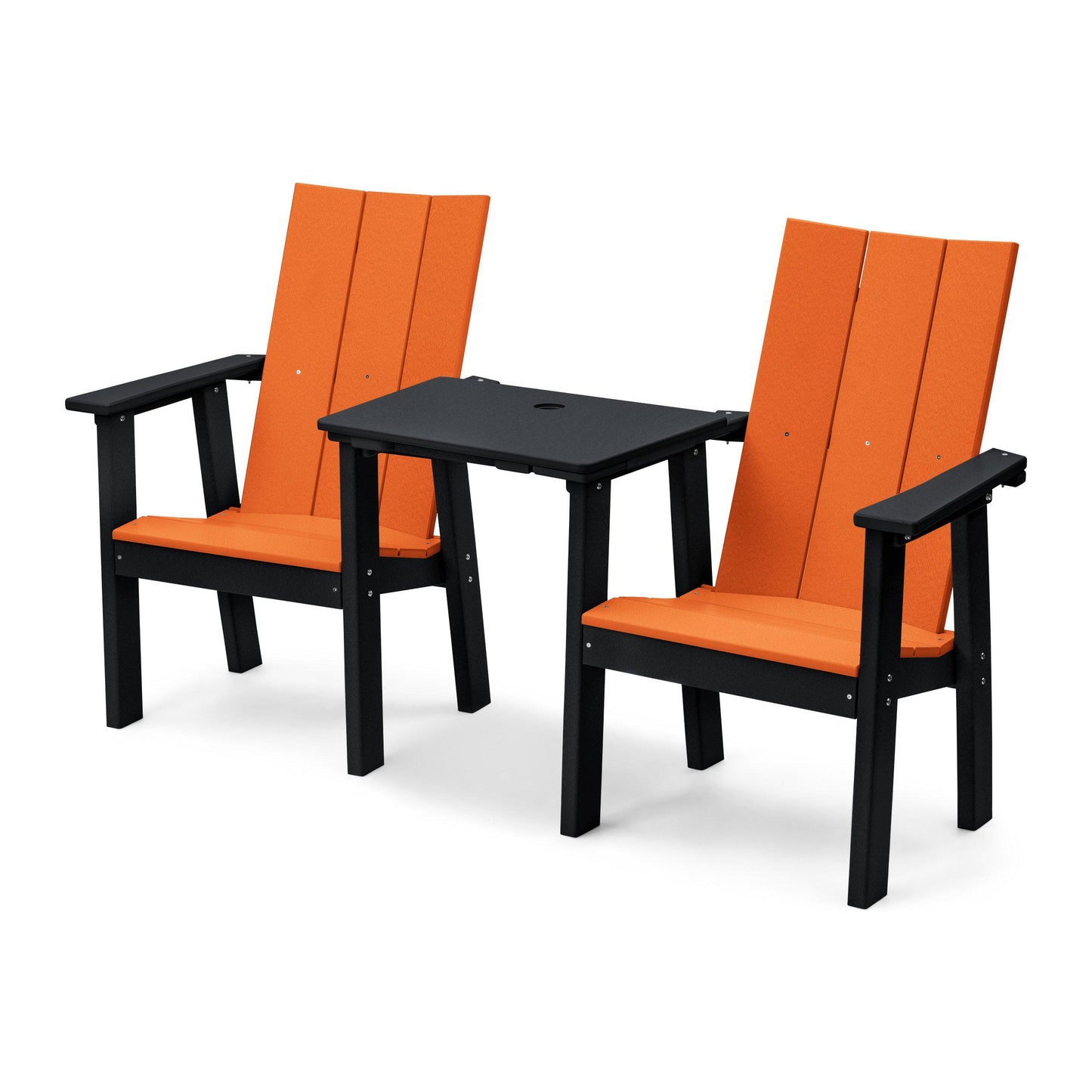 Perfect Choice Recycled Plastic Stanton Upright Adirondack Tete-A-Tete Chair Set - LEAD TIME TO SHIP 4 WEEKS OR LESS