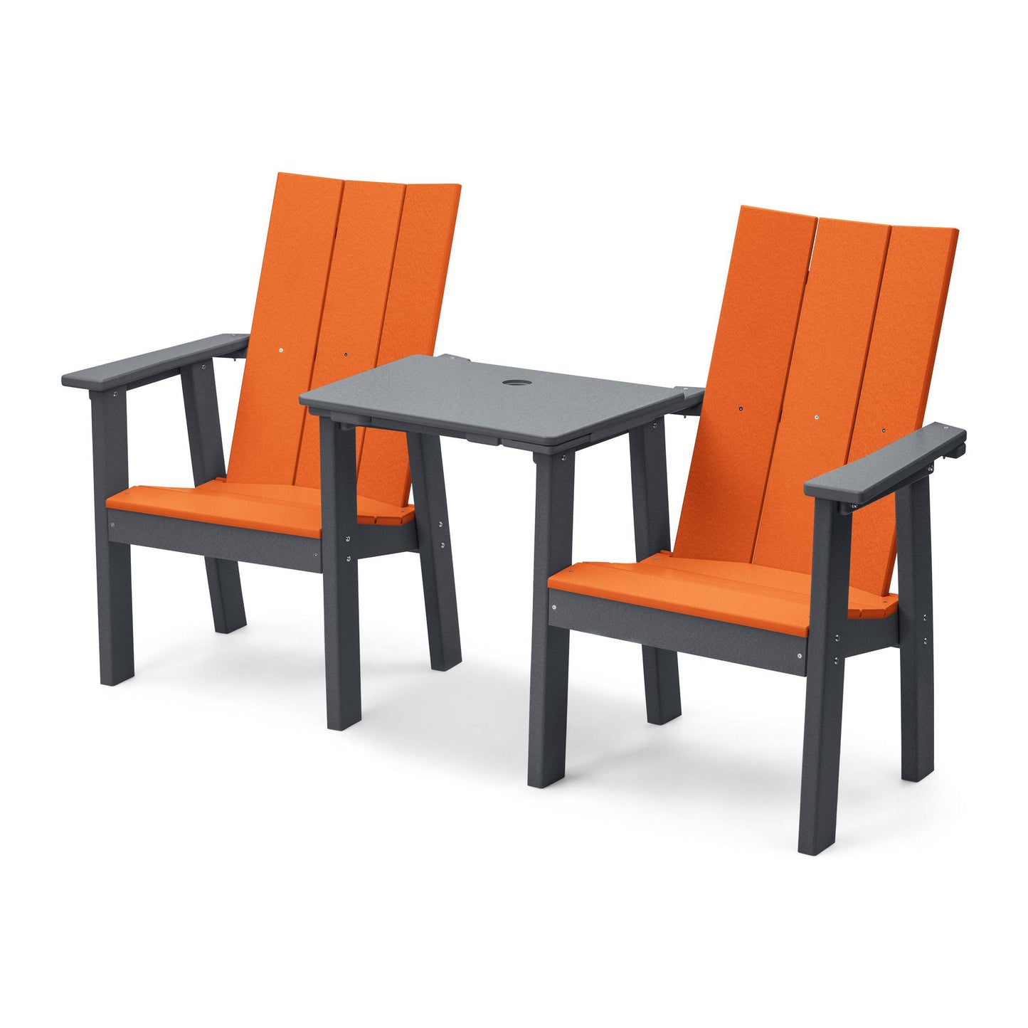 Perfect Choice Recycled Plastic Stanton Upright Adirondack Tete-A-Tete Chair Set - LEAD TIME TO SHIP 4 WEEKS OR LESS