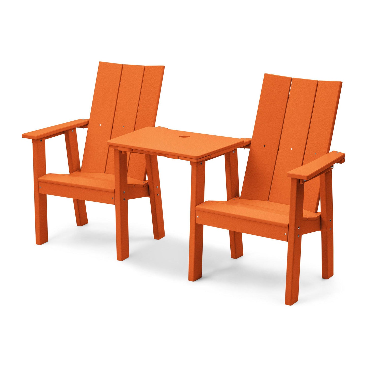 Perfect Choice Recycled Plastic Stanton Upright Adirondack Tete-A-Tete Chair Set - LEAD TIME TO SHIP 4 WEEKS OR LESS