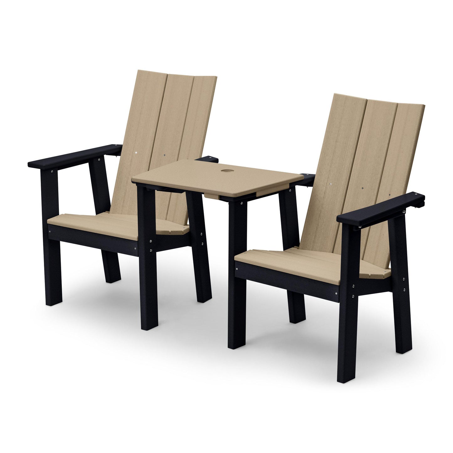 Perfect Choice Recycled Plastic Stanton Upright Adirondack Tete-A-Tete Chair Set - LEAD TIME TO SHIP 4 WEEKS OR LESS