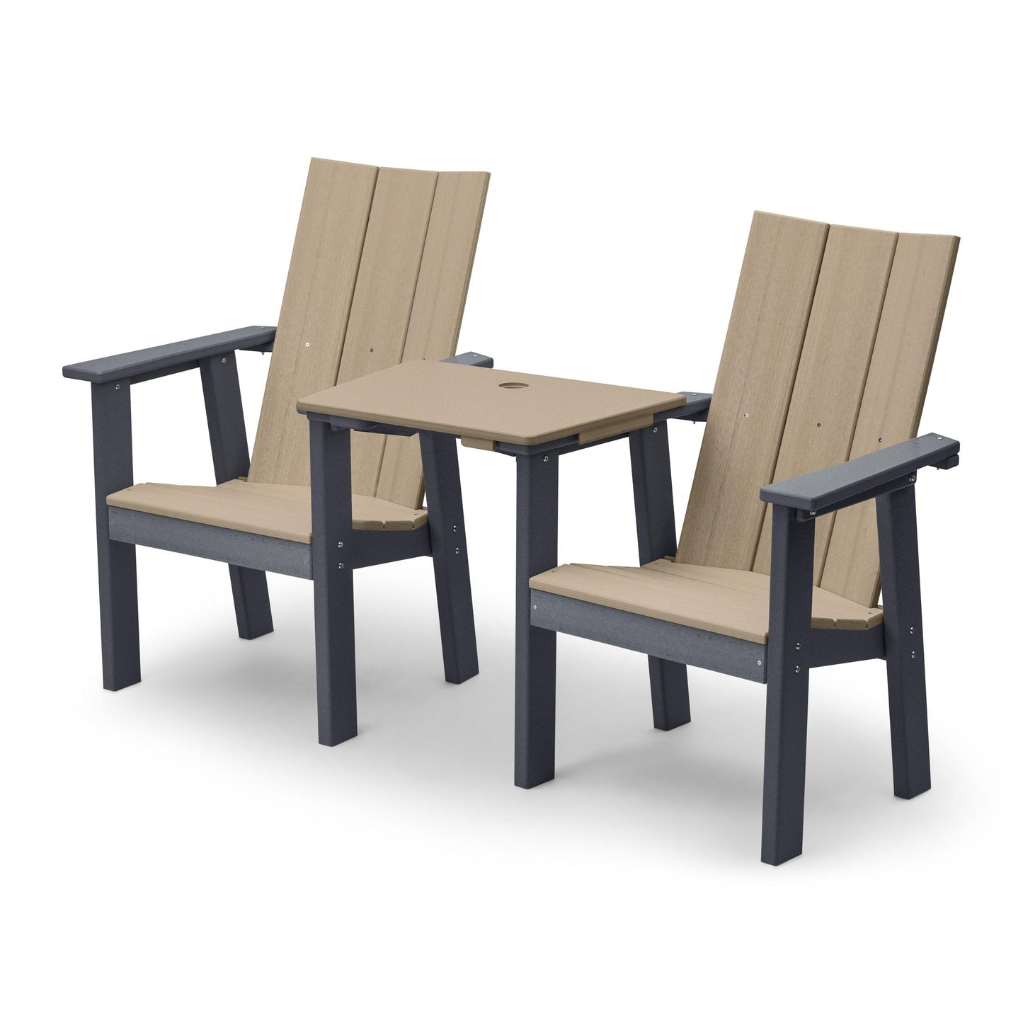 Perfect Choice Recycled Plastic Stanton Upright Adirondack Tete-A-Tete Chair Set - LEAD TIME TO SHIP 4 WEEKS OR LESS