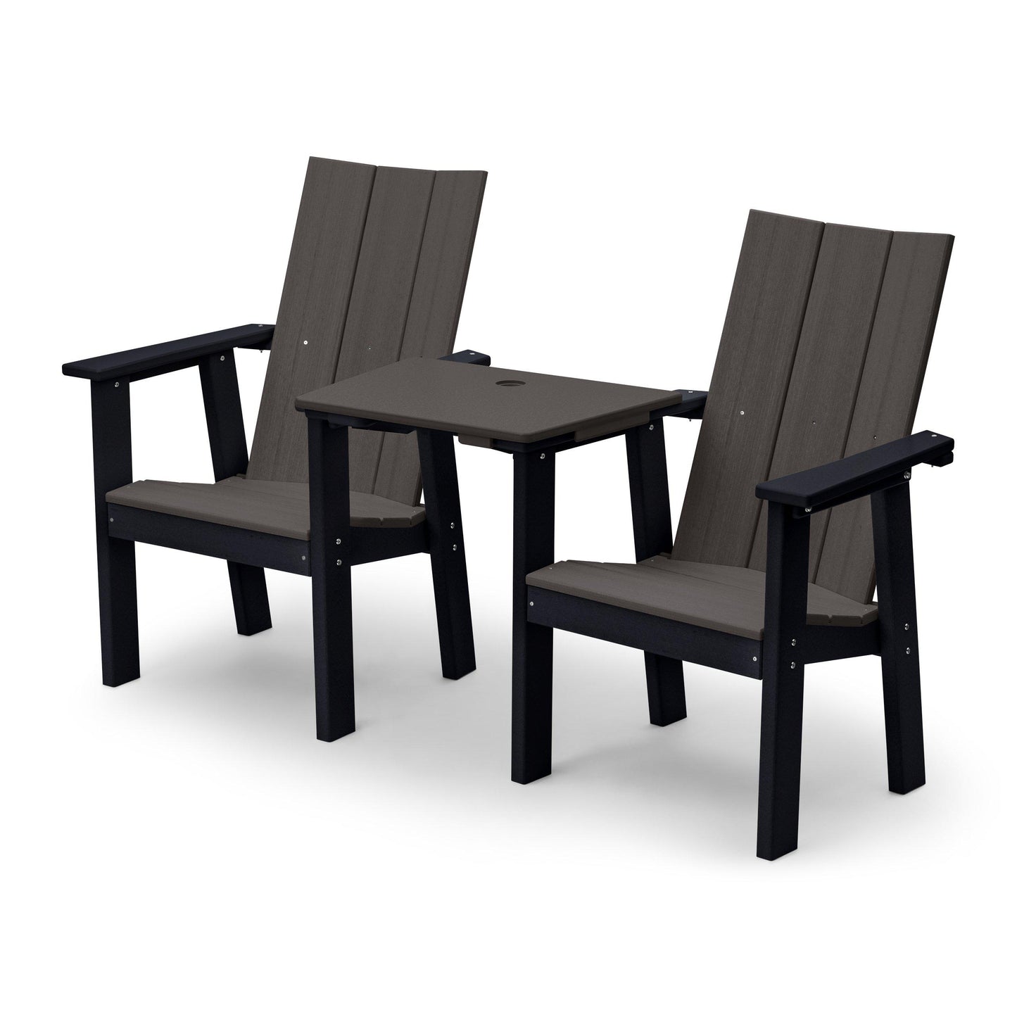 Perfect Choice Recycled Plastic Stanton Upright Adirondack Tete-A-Tete Chair Set - LEAD TIME TO SHIP 4 WEEKS OR LESS