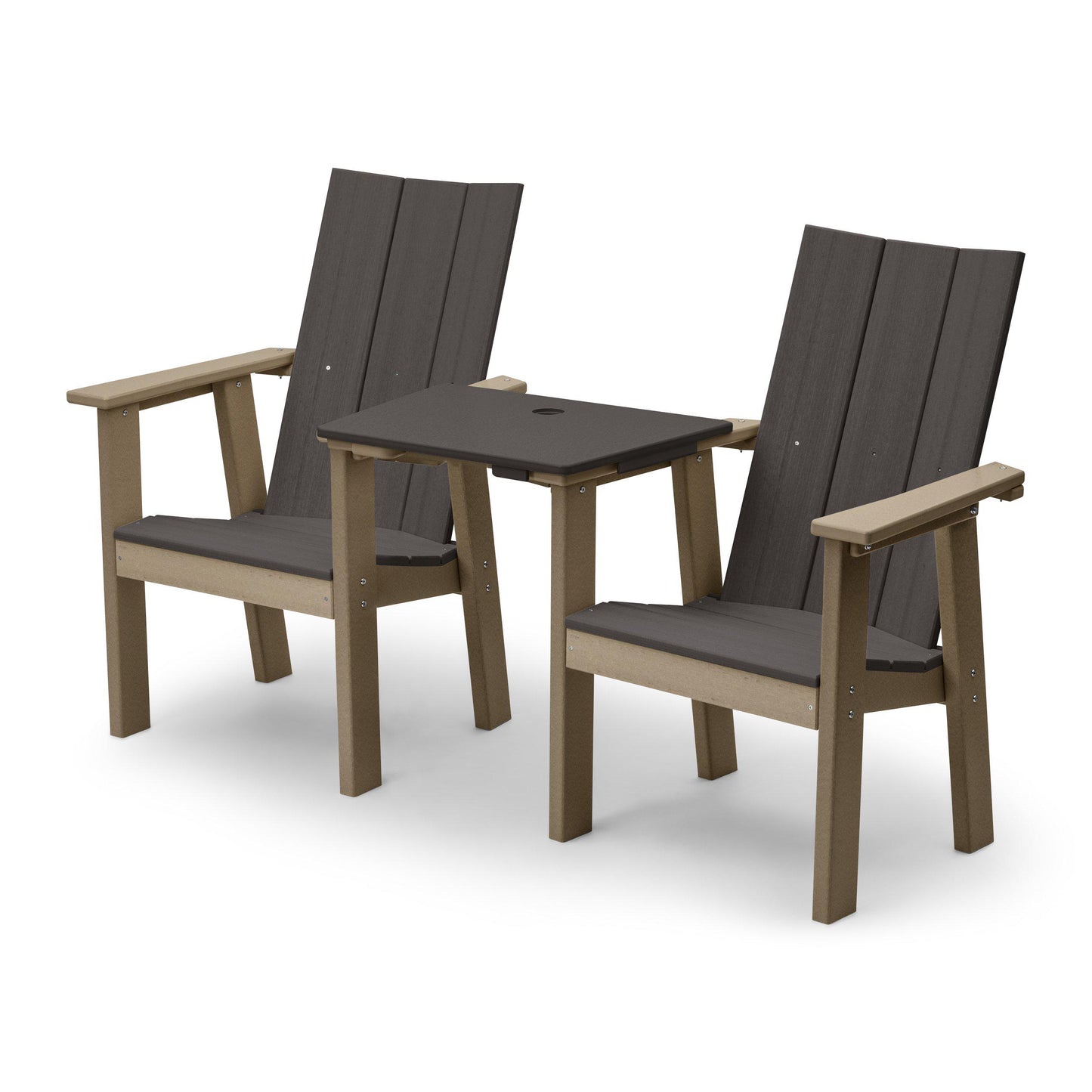 Perfect Choice Recycled Plastic Stanton Upright Adirondack Tete-A-Tete Chair Set - LEAD TIME TO SHIP 4 WEEKS OR LESS