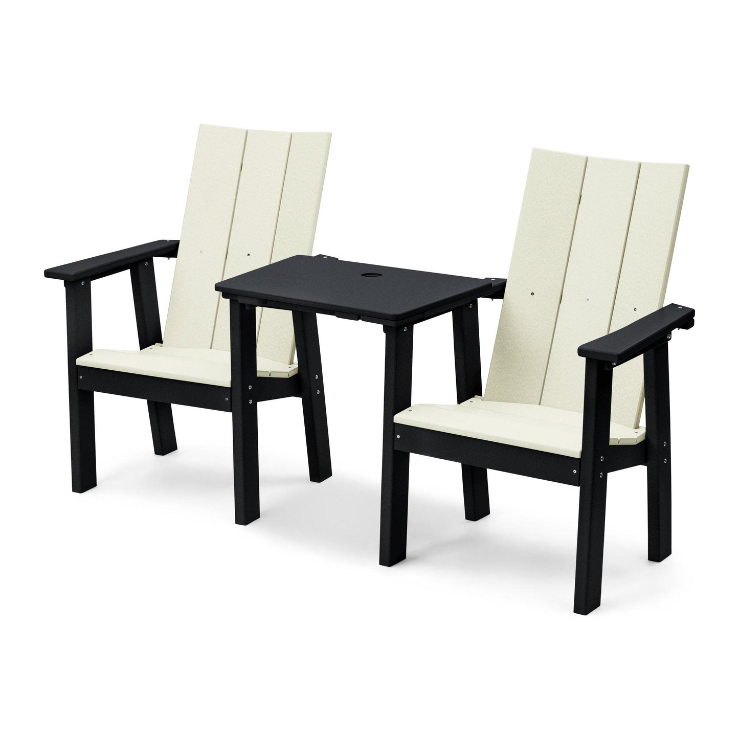 Perfect Choice Recycled Plastic Stanton Upright Adirondack Tete-A-Tete Chair Set - LEAD TIME TO SHIP 4 WEEKS OR LESS