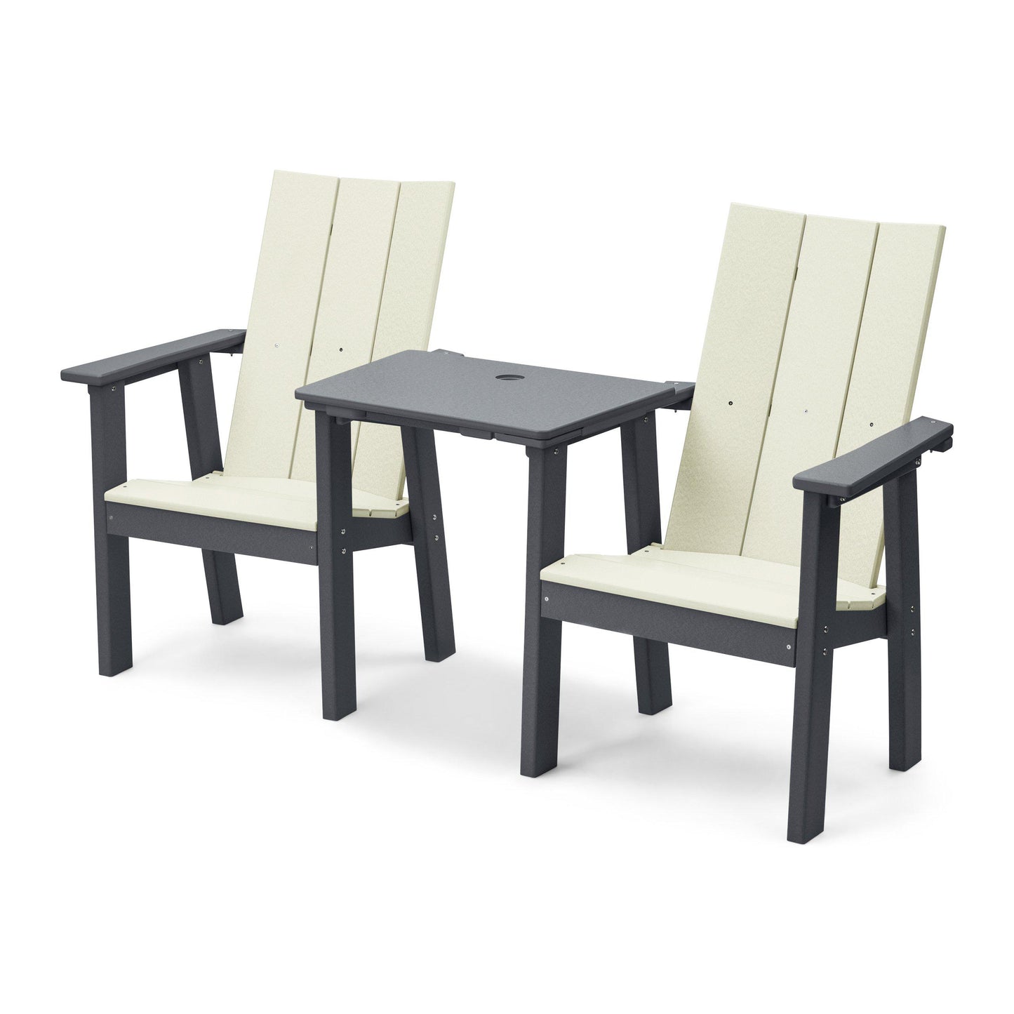 Perfect Choice Recycled Plastic Stanton Upright Adirondack Tete-A-Tete Chair Set - LEAD TIME TO SHIP 4 WEEKS OR LESS