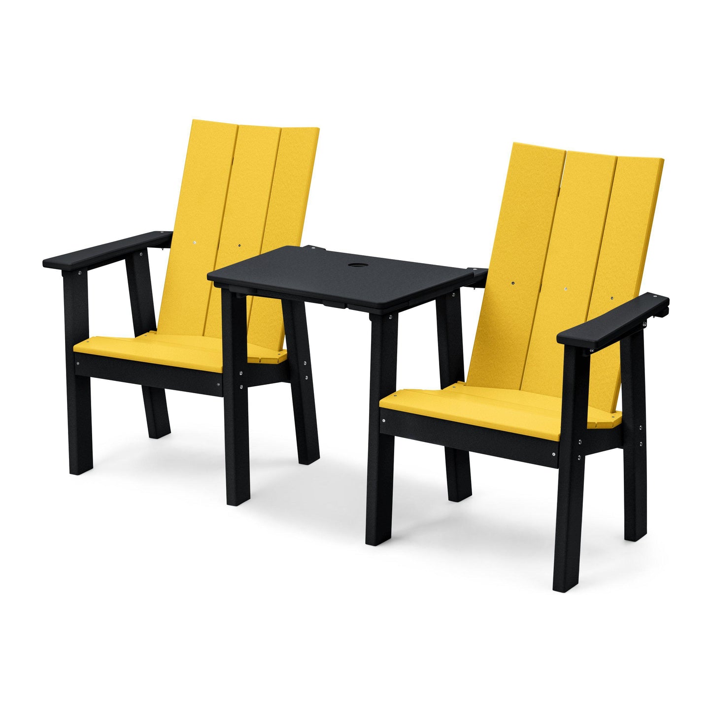 Perfect Choice Recycled Plastic Stanton Upright Adirondack Tete-A-Tete Chair Set - LEAD TIME TO SHIP 4 WEEKS OR LESS