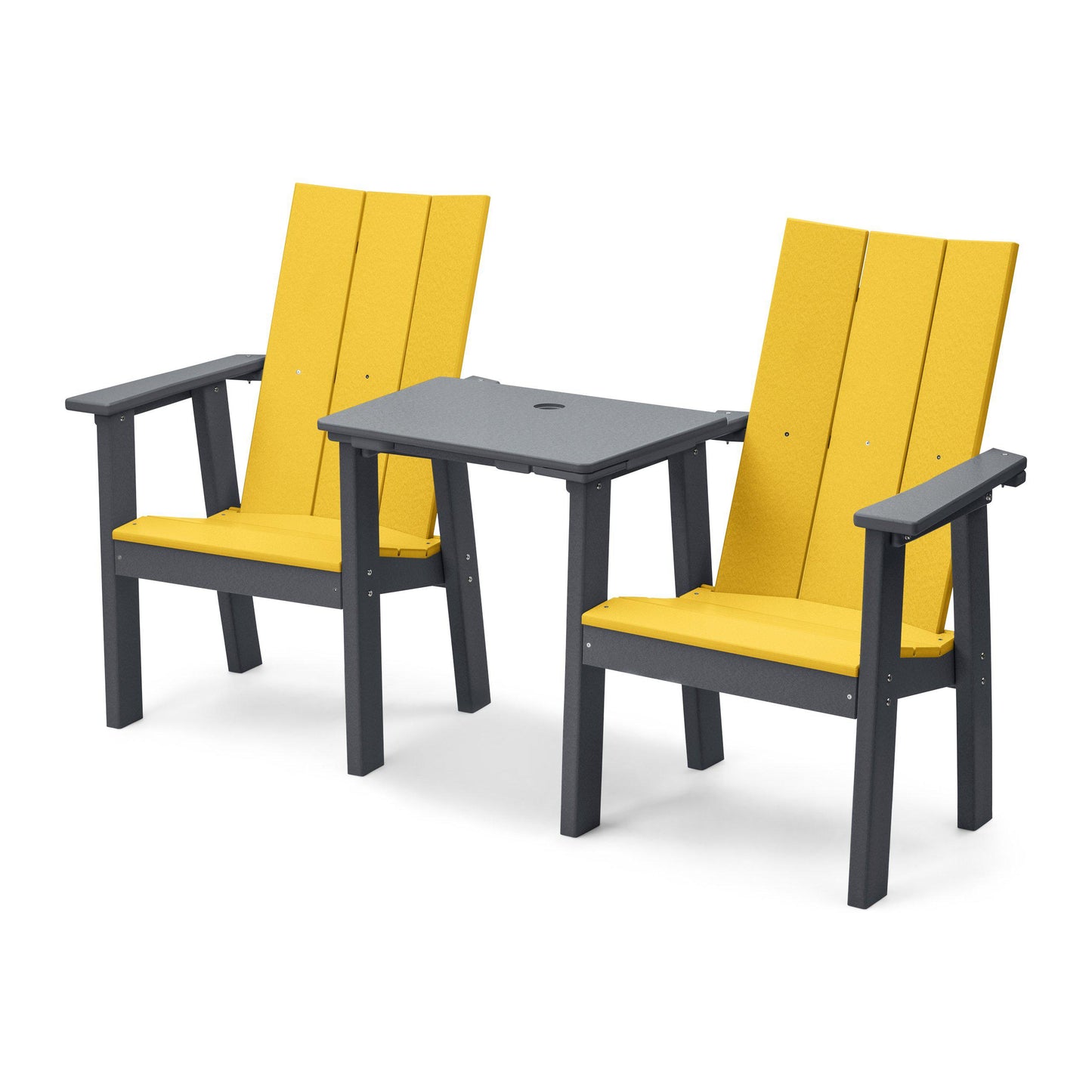 Perfect Choice Recycled Plastic Stanton Upright Adirondack Tete-A-Tete Chair Set - LEAD TIME TO SHIP 4 WEEKS OR LESS