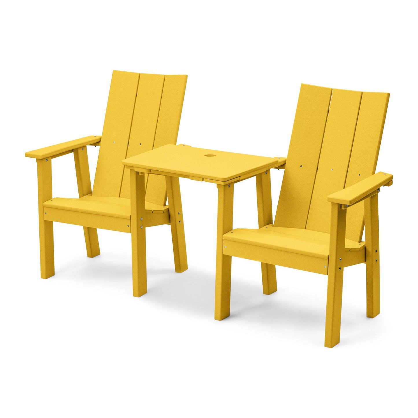 Perfect Choice Recycled Plastic Stanton Upright Adirondack Tete-A-Tete Chair Set - LEAD TIME TO SHIP 4 WEEKS OR LESS