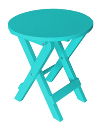 A&L Furniture Co. Recycled Plastic Round Folding Bistro Table - Aruba Blue