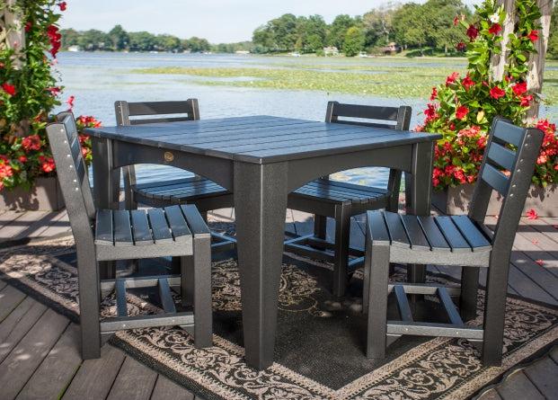 LuxCraft Recycled Plastic Island Dining Height Table Set (44" Square) With 4 Island Side Chairs - LEAD TIME TO SHIP 3 TO 4 WEEKS