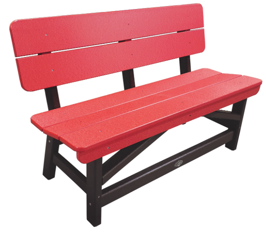 Perfect Choice Recycled Plastic Classic Standard Dining Bench With Back - LEAD TIME TO SHIP 4 WEEKS OR LESS