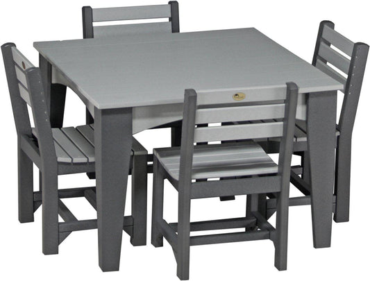 LuxCraft Recycled Plastic Island Dining Height Table Set (44" Square) With 4 Island Side Chairs - LEAD TIME TO SHIP 3 TO 4 WEEKS