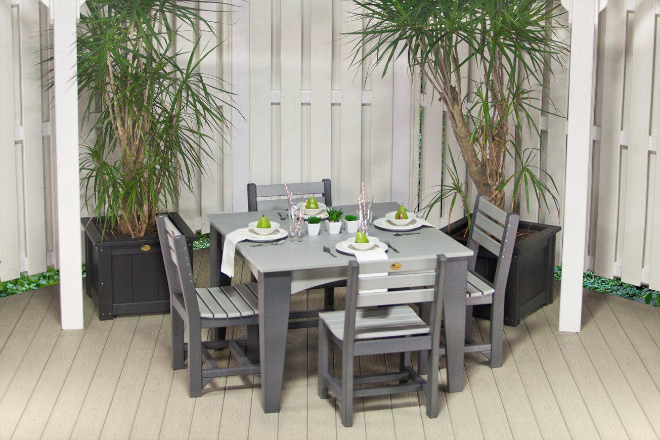 LuxCraft Recycled Plastic Island Dining Height Table Set (44" Square) With 4 Island Side Chairs - LEAD TIME TO SHIP 3 TO 4 WEEKS