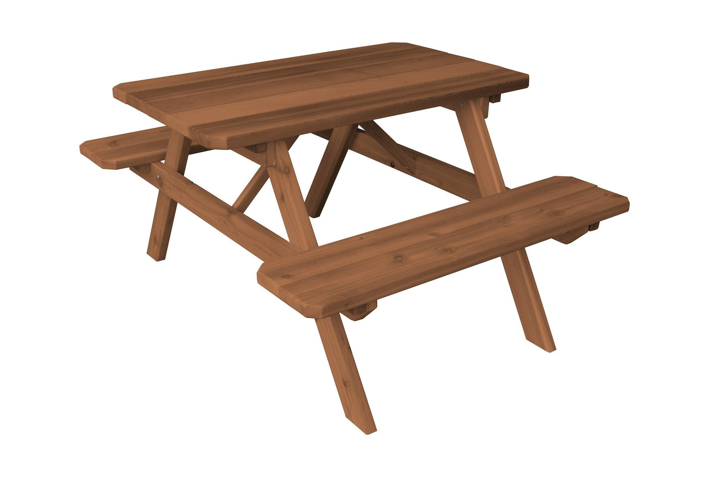 Regallion Outdoor Western Red Cedar 4' Table w/Attached Benches - LEAD TIME TO SHIP 7 BUSINESS DAYS OR LESS