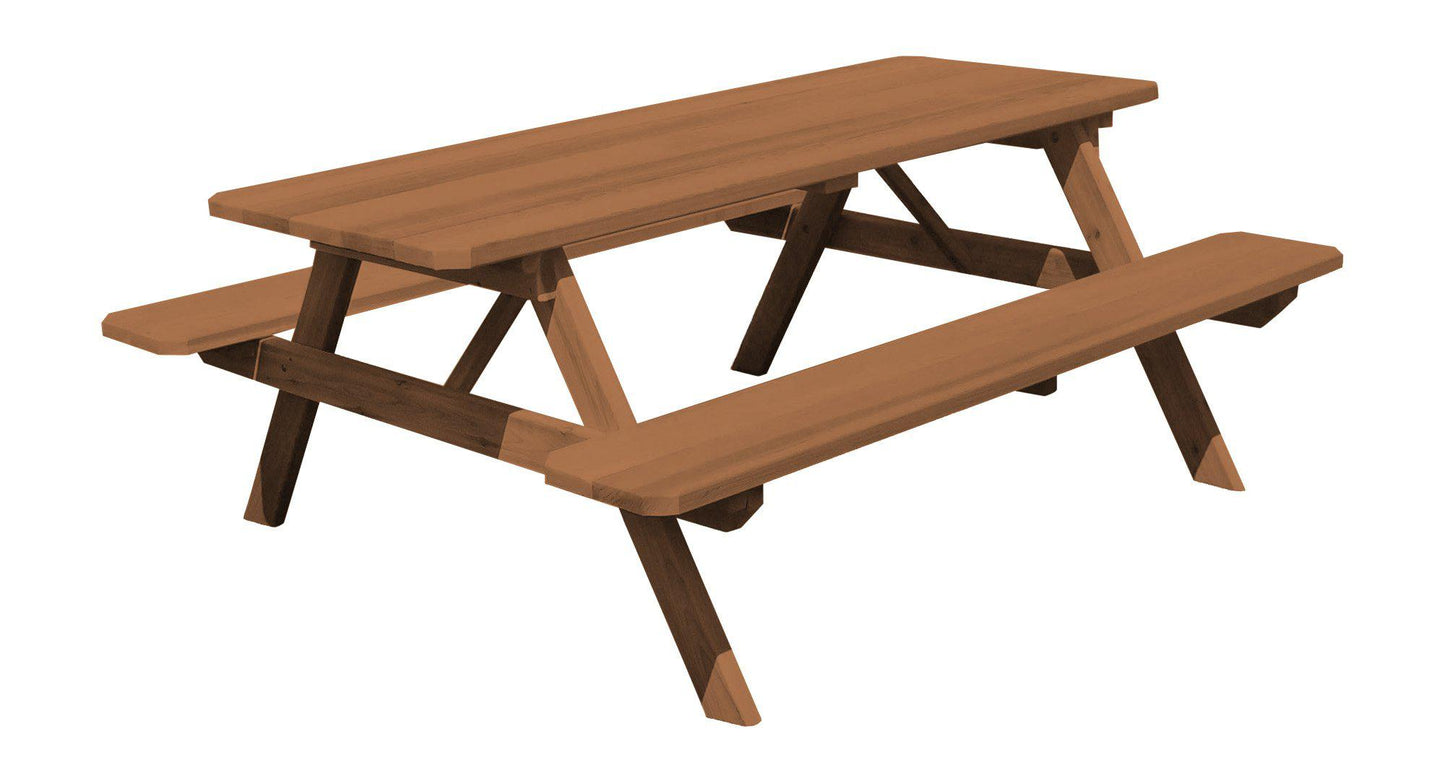 Regallion Outdoor Western Red Cedar 6' Table w/Attached Benches - LEAD TIME TO SHIP 7 BUSINESS DAYS OR LESS