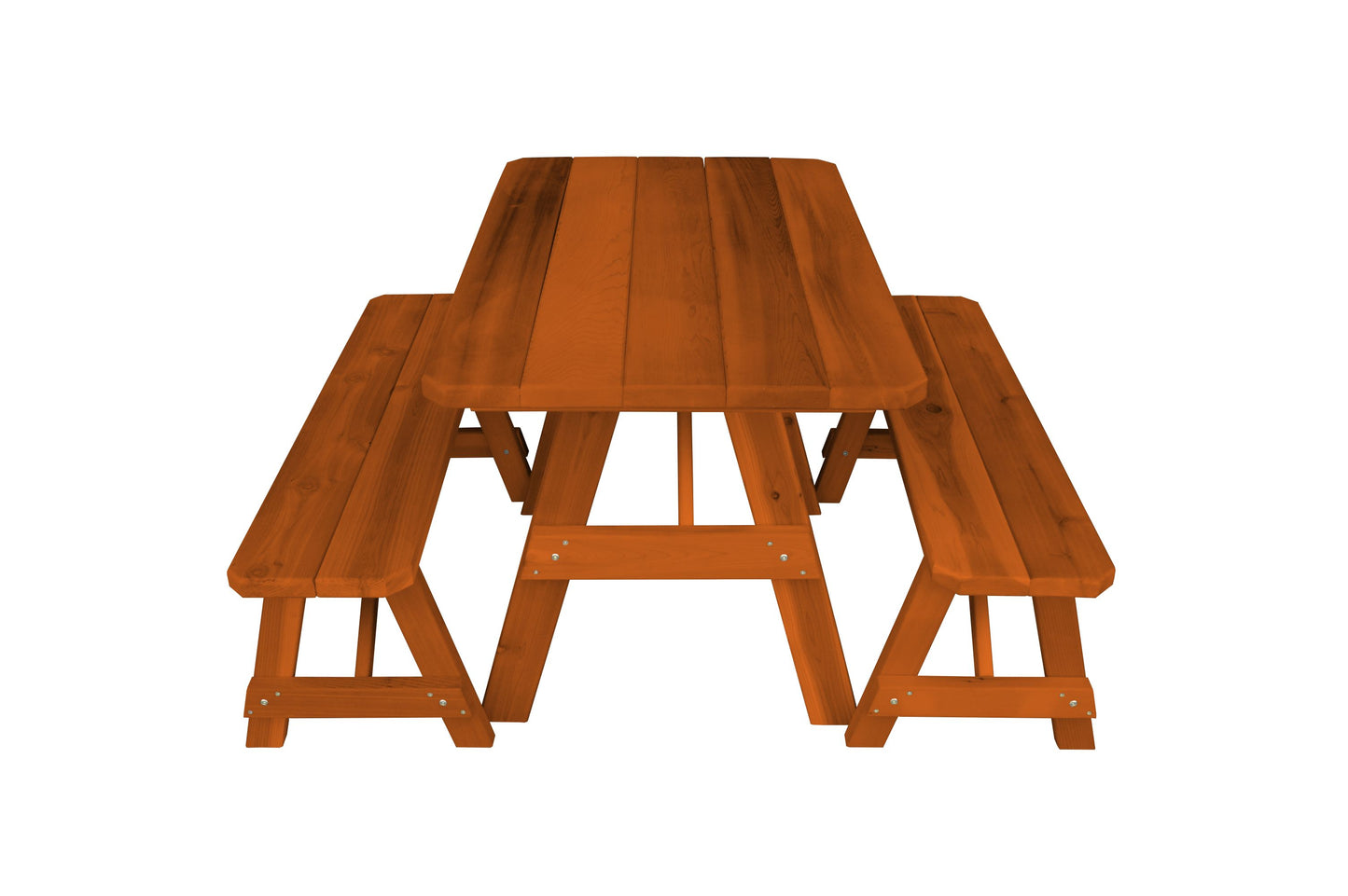 Regallion Outdoor Western Red Cedar 8' Traditional Table w/ 4' Benches - LEAD TIME TO SHIP 7 BUSINESS DAYS OR LESS