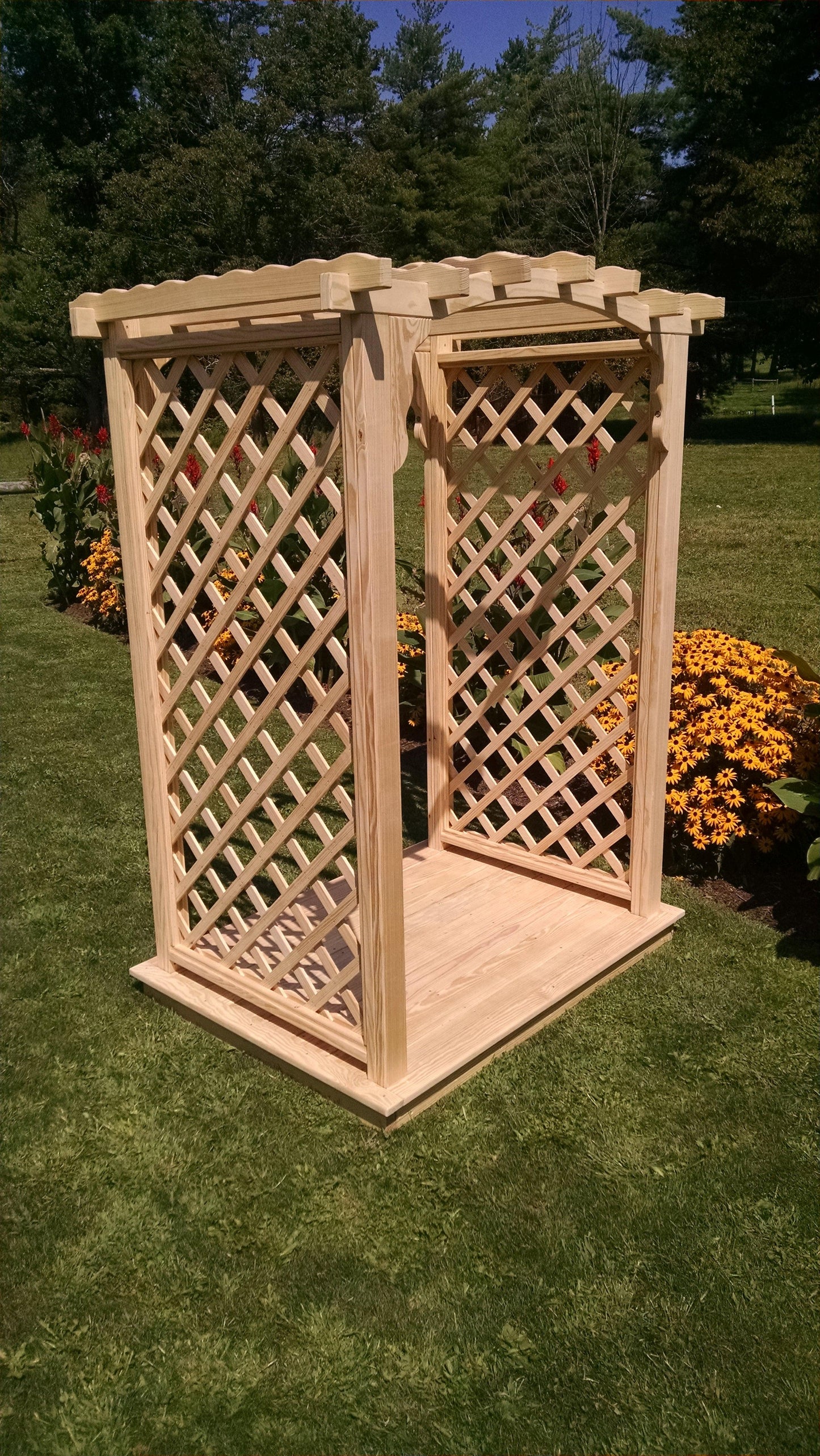 Backyard Crafts 4' Jamesport Pressure Treated Pine Arbor & Deck - LEAD TIME TO SHIP 10 BUSINESS DAYS