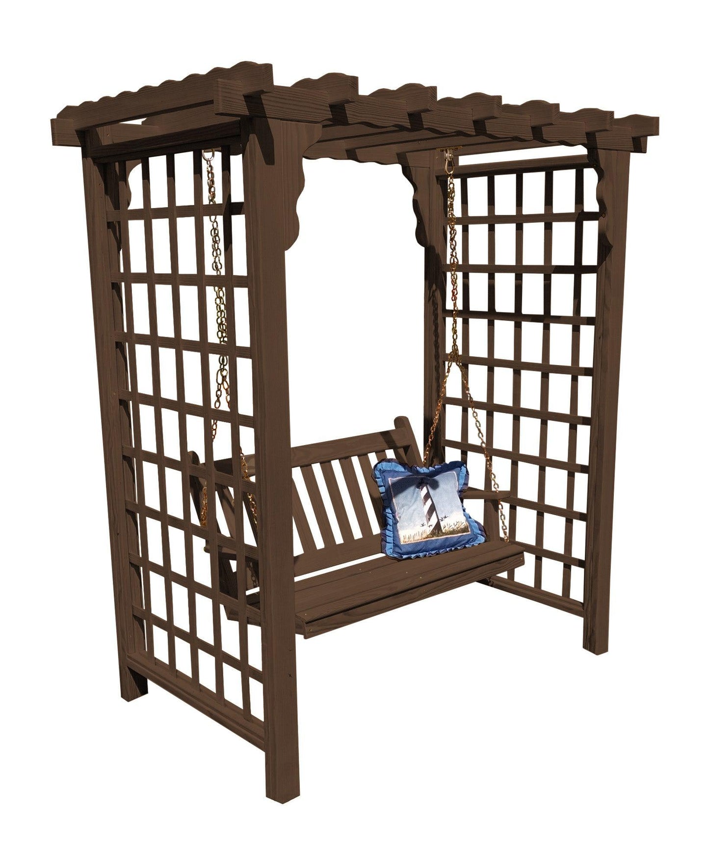A&L FURNITURE CO. 6' Covington Pressure Treated Pine Arbor & Swing - LEAD TIME TO SHIP 10 BUSINESS DAYS