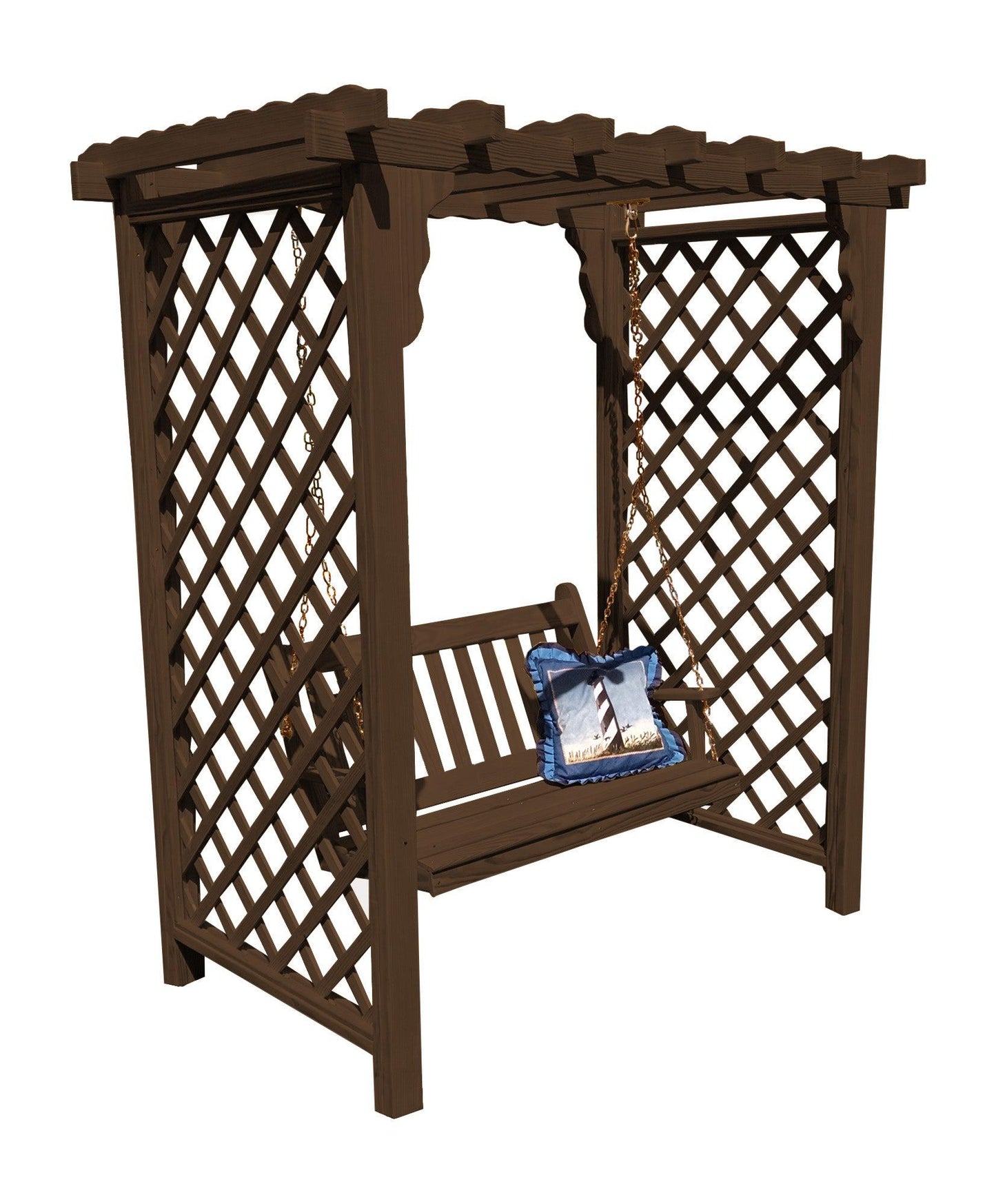 A&L FURNITURE CO. 5' Covington Pressure Treated Pine Arbor & Swing - LEAD TIME TO SHIP 10 BUSINESS DAYS