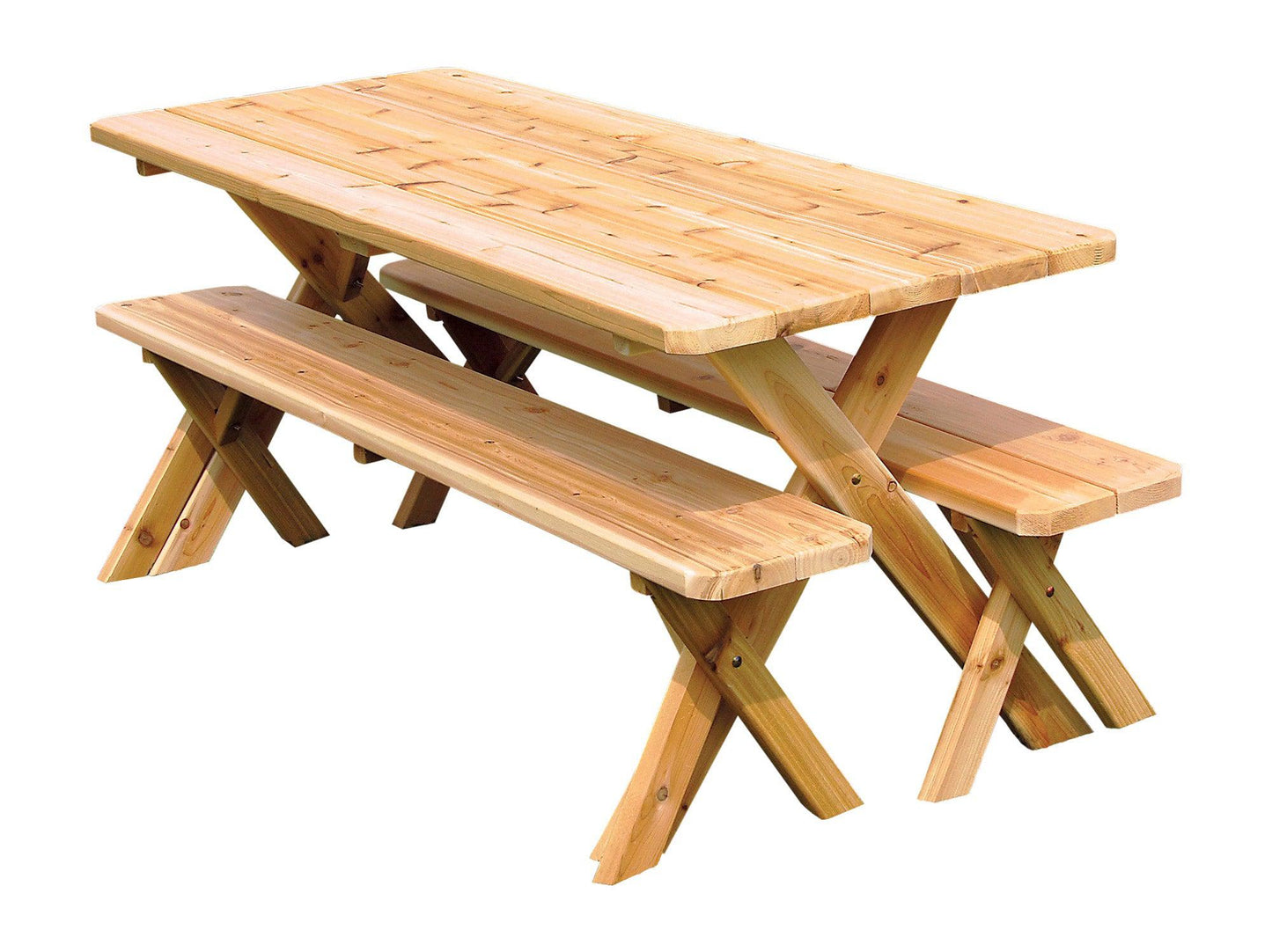 Regallion Outdoor Western Red Cedar 8' Cross-leg Picnic Table w/4  4' Benches - LEAD TIME TO SHIP 2 WEEKS