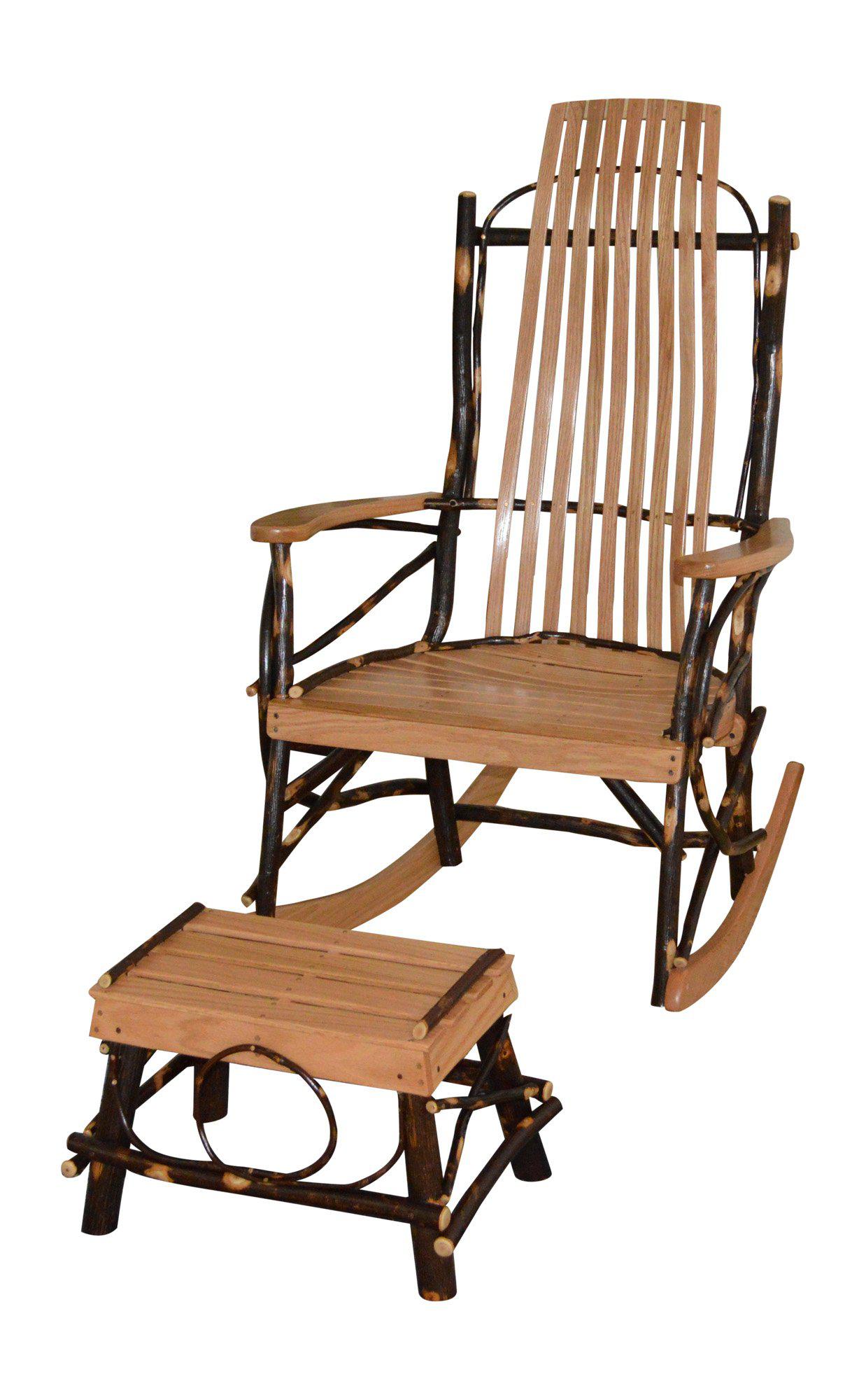 A&L Furniture Co. Amish Bentwood Hickory 9-Slat Rocking Chair with Foot Stool Set - LEAD TIME TO SHIP 10 BUSINESS DAYS