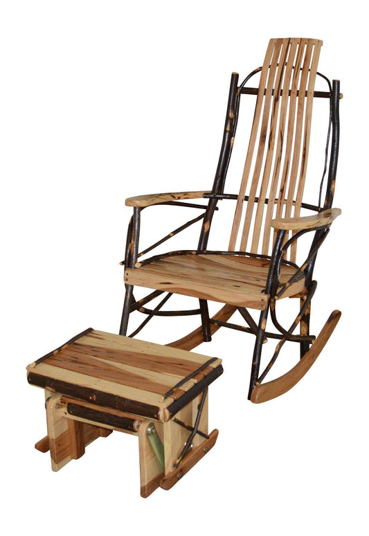 A&L Furniture Co. Amish Bentwood 7-Slat Hickory Rocking Chair With Gliding Ottoman Set - LEAD TIME TO SHIP 10 BUSINESS DAYS