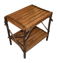 a&l amish hickory end table walnut stain