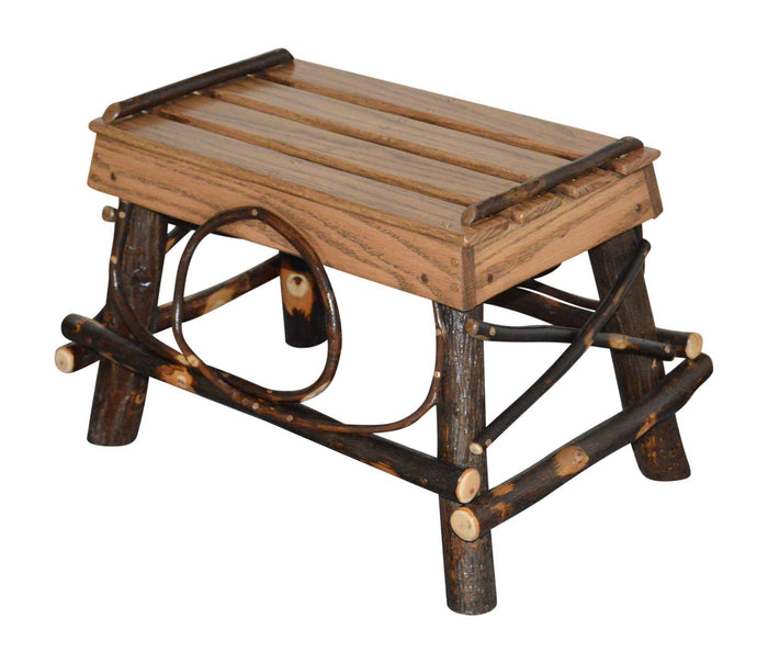 a&l amish hickory foot stool walnut finish