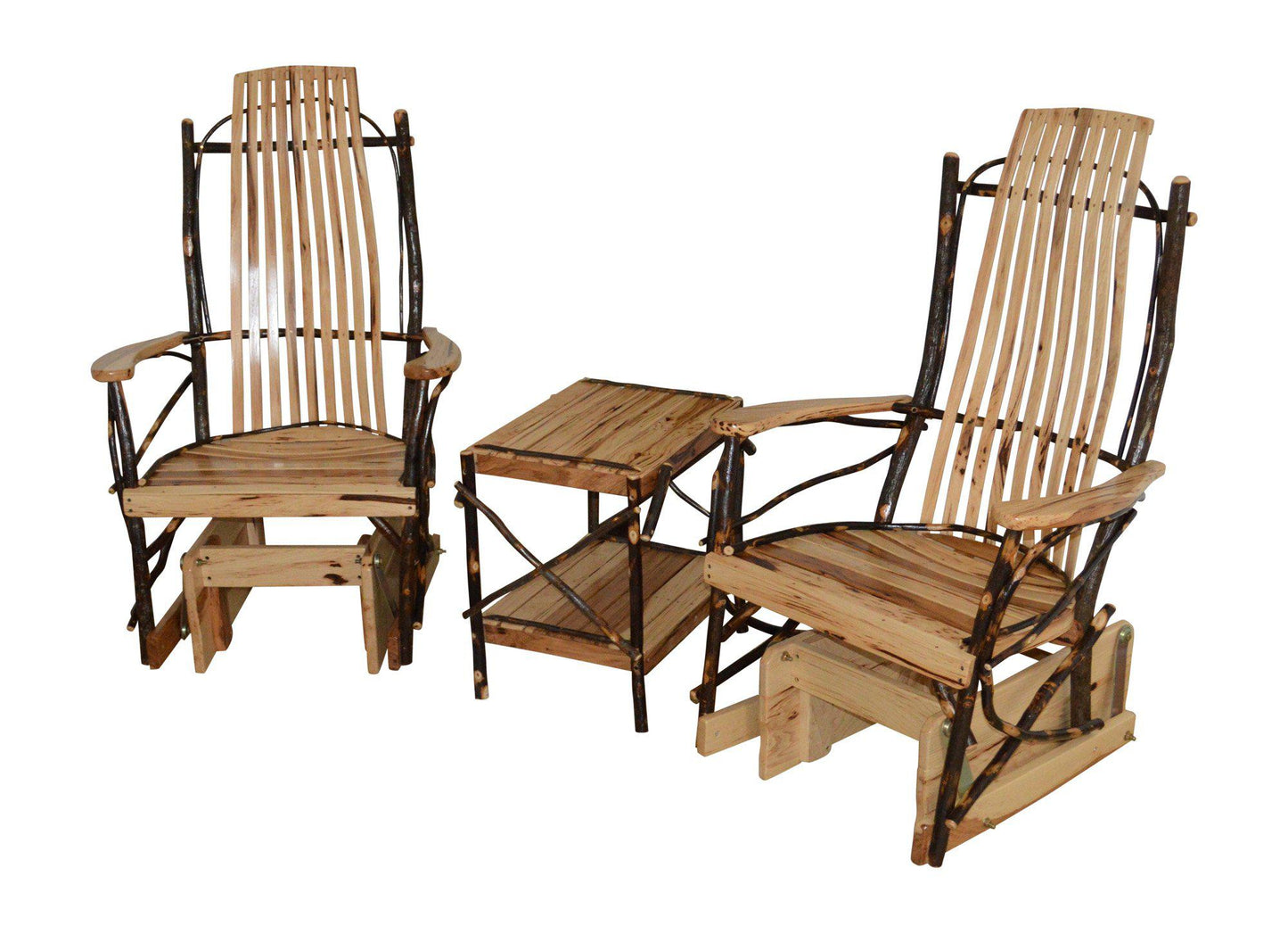 A&L Furniture Co. Timberlux Rustic Hickory Glider Rocker 3 Piece Set - LEAD TIME TO SHIP 10 BUSINESS DAYS