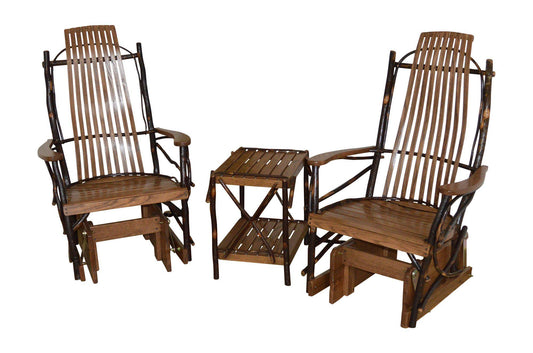 A&L Furniture Co. Amish Bentwood Hickory Glider Rocker 3 Piece Set - LEAD TIME TO SHIP 10 BUSINESS DAYS